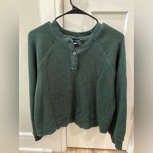 Green Waffle Knit Sweater